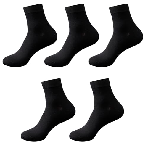 Herren Sportsocken Sportsocken Weiß Schwarz Grau (5er Pack) Laufende Knöchelsocken Atmungsaktive Baumwolle Mid Top Socken Unisex Damen Sport Socken-black||one size