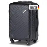 Xonic Design Reisekoffer - ABS Hartschalen Koffer mit 360° Leichtlauf-Rollen - hochwertiger Trolley mit Zahlenschloss in M-L-XL oder Set (Tiefschwarz, M)