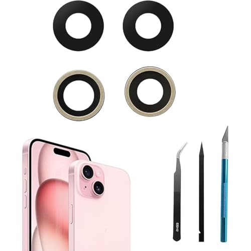 2pcs/Set 15 Plus Rückkamera-Glaslinse Ersatz für iPhone 15 Back Rück Kamera Glas Linse Ersatz mit Reparatur-Werkzeug-Kit, Anti-Linse Kratzer & wasserdicht