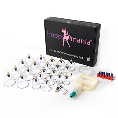 SCHRÖPFSET [24 Stück] Schröpfgläser Set mit Vakuumpumpe aus Kunststoff zur Schröpfmassage