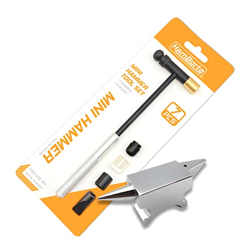 HemBorta® Mini-Amboss & Schmuckhammer-Set mit 490g kleinem Doppelhorn-Amboss & Juwelier-Hammer, Miniatur-Amboss & Hammer-Set für Schmuck & Modellbau