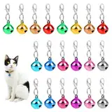 COMNICO 20 Stück Haustierglocken für Hunde-und Katzenhalsbänder Metallhalsband Charms Lauter Klarer Klang mit Verschlüssen Kätzchen Kleintier Anhänger Zubehör Weihnachtsdekoration Glöckchen (Bunt)