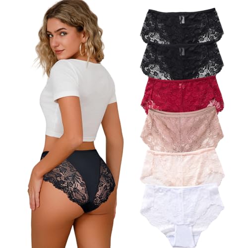 Hialegion Hipster Unterwäsche Damen Spitze Taillenslip Nahtlos Sexy Unterhosen Damen Schlüpfer L