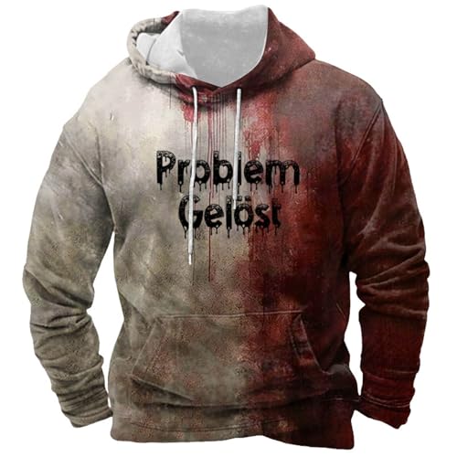 Problem Gelöst Hoodie Halloween Kapuzenpullover Herren Pullover Blood Stain Halloween Casual Hoody Männer Blutspritzer Muster Kapuzenjacke Sweatshirt Entsetzen Bedruckt Freizeit (Pink #1, XXXXL)