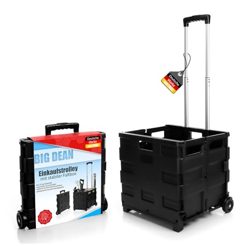 BigDean Einkaufstrolley klappbar belastbar bis 35kg – Einkaufswagen mit Teleskopgriff