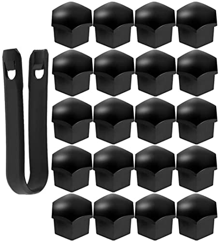 Voarge Auto Schrauben Kappe 20 Stücke 17mm Mutter Cover Radschrauben Radmuttern Radschraubenkappen mit Entfernung Werkzeug für Meisten Auto(schwarz) (Schwarz)