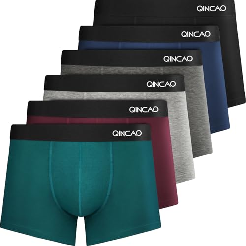 QINCAO Boxershorts Herren 6er Pack Ohne Kratzenden Zettel Männer Unterhosen Unterwäsche Boxer Baumwolle(Gr. S - 4XL)
