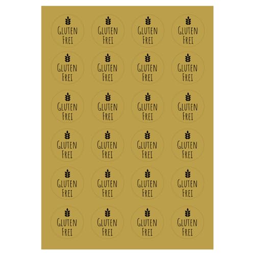 Hinweissticker glutenfrei | 24 Stk. Aufkleber | rund 4 cm