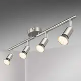 Defurhome LED Deckenleuchte Drehbar, 4 Flammig Strahler Deckenlampe Spot,Modern Deckenstrahler (Mattes Nickel) für Küche, Wohnzimmer, Schlafzimmer, inkl. 4 x 4W GU10 Lampen (400LM, warmweiß)