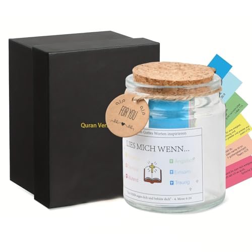 Glas mit Bibelversen,90 Bibelverse im Glas,LIES MICH WENN Jar - Scripture Gebet Karten Hoffnung Jar,Christliches Geschenk für Ostern,Taufe,Geburtstag - Geschenkidee für Frauen,Männer und Kinder