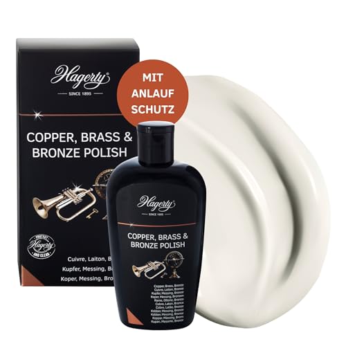 Hagerty Copper Brass & Bronze Polish 250 ml I Effiziente Bronze Messing Kupfer-Politur für erneuerten Glanz I Polierpaste für Vasen Skulpturen Kupfergeschirr Dekorationsartikel Musikinstrumente usw