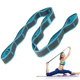 flintronic Yoga Stretching Strap, Stretching Band mit 9 Schleifen, Yoga Stretch Gurt, Fitness Stretchband, Hochelastischer Gymnastikband, für Pilates, Tanz, Gymnastik, Effektives Dehnung-Blau