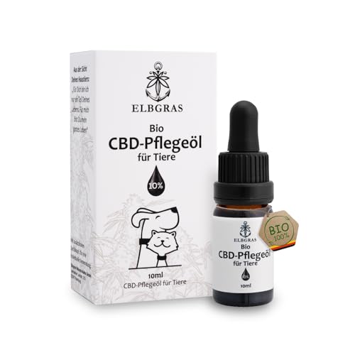 Elbgras Bio CBD Öl 10% für Hunde & Katzen Deutsches Bioprodukt - Hanföl Cannabis Tropfen ohne THC und Terpene mit 1000mg Cannabidiol – inklusive zusätzlichem Sprühkopf