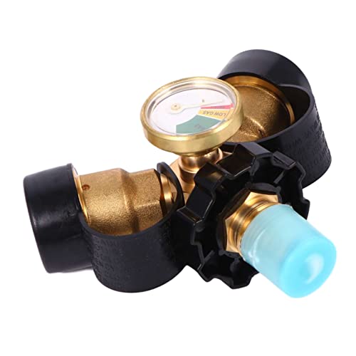 Abaodam 1Stück Y Splitter Adapter Mit Messgerät Propansplitter Für Rv Zubehör Kompatibel Mit Tank Gasflasche Adapter Für Effiziente Gasnutzung