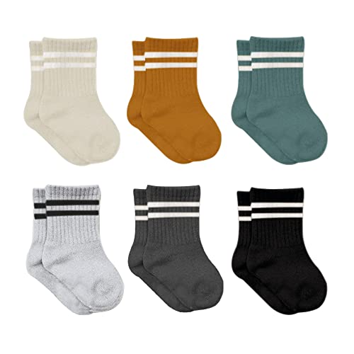 bistyle Baumwolle 6 Paar Baby Socken für Neugeborene Säugling 0-3 Monate bis 2-3 Jahre | Duftend Baby Socken | Jungen Mädchen Kleinkind Socken (as3, age, 12_months, 24_months, Senf (Gestreift))