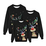 outlet angebote, Weihnachtsshirt Damen Glitzer Weihnachtspulli Lustig Langarm Rudolph Rentier Elfe Weihnachtspullover Langarmshirt Weihnachts Pulli Shirt Weihnachtsmann Christmas Sweatshirt