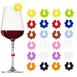 vgggrd 24 Pcs Glasmarkierer Glasmarker Silikon, Glas Markierung Trinkgläser für Weinglas, Champagnerglas, Cocktailglas, Martini-Glas, Trinkglas (Pfirsichblüte)