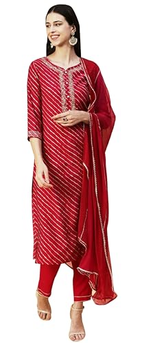 IMTRA FASHION Damen Lahariya Bedrucktes Kurti-Set, Indische Baumwolltunika, A-Linien-Kleid (XXL)
