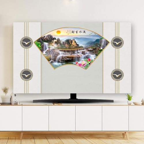 32-85 Zoll LCD-led-tv-staubschutztuch, Tv-Displayschutzfolie Für Den Innenbereich, Mit Blumenmuster, Wandmontierter Tv-staubschutz, Typ Innen-Wohnzimmer-Dekoration(Size:37-39IN(W93xH60CM),Color:C)