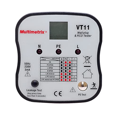 Multimerix Arnoux mmxp06230304-Prüfgerät für Steckdose, Erdung, 2-polig mit Schutzschalter, Rot