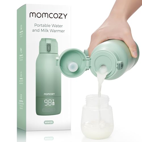 Momcozy Tragbarer Flaschenwärmer Baby für unterwegs, Schnelles Aufheizen und Lange Akkulaufzeit, Zwei Heizmodi für Muttermilch und Wasser, Große 500ml Kapazität für den Ganzen Tag