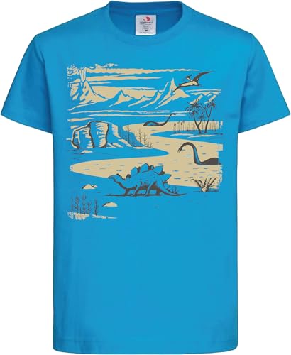 Kinder T-Shirt: Dinoland - Dino Planet Dinosaurier - Shirt für Jungen & Mädchen Geschenk-Idee zum Geburtstag für Kids (Ocean Blue 158/164)