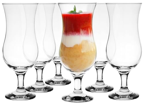 Glasmark Krosno Gläser Cocktailgläser Set Longdrink Cocktail Gin Bier Wasser Longdrinkgläser Trinkglas Wasserglas Glas Smoothie Dessert Spülmaschinenfest Transparent 6 x 420ml