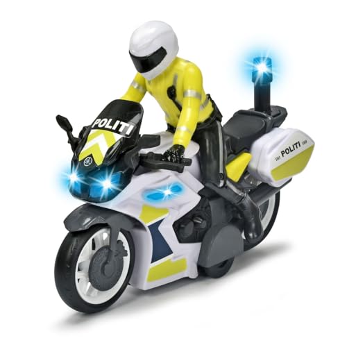 Dickie Toys – Polizei Motorrad – Spielzeug Motorrad mit Polizisten-Figur, für Kinder ab 3 Jahren, mit Blaulicht und Sirene, Freilauf, 17 cm lang