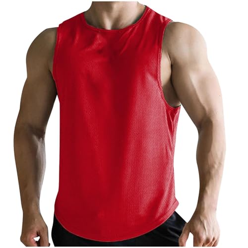 FASLOLSDP Herren Mesh Tank Top, Tankshirts Herren, Sleeveless Funktionsshirt Fitness Sport Unterhemden Valueweight Athletic Achselshirts LuftdurchläSsig Bequeme Tee Top TräGershirts 2024