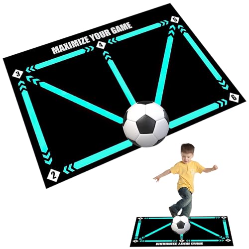 Abiemuce Fußball Trainingsmatte, 60 x 90cm Fußballmatte, Fußball Schritt Trainingsmatte, Stoßdämpfende Fussball Matte, rutschfest Fussballmatte Training, Fussball Matte Ballkontrolle - Schwarz