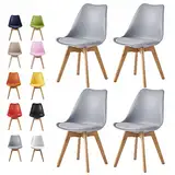 mcc direct Esszimmerstühle im 4er Set Küchenstuhl Bürostuhl Lounge Stuhl Designer Schalenstuhl Eva (Grau)