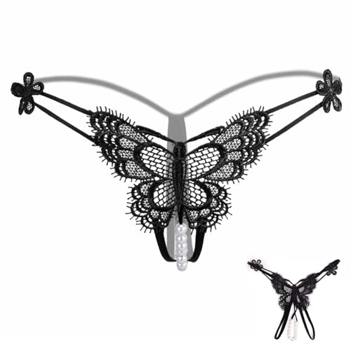 Onperpoe Ouvert Höschen Frauen Sexy Erotik G-String mit Perlen Sexy Dessous Damen für Sexy Erotische Unterwäsche Reizwäsche Unten Damen Offen Slip mit Loch Unterhose Thong Atmungsaktiv Einheitsgröße