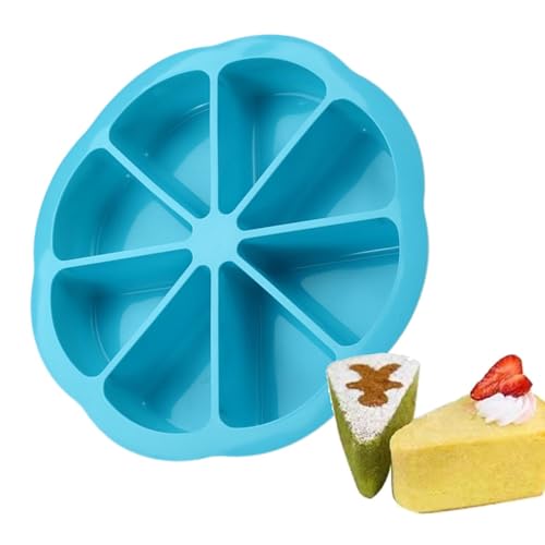 Gitekain Silicone Cake Molds, 8-Cavity Non-Stick Triangle Scone Pan, Heat-Resistant Bakeware for Brownies, Muffins, Cornbread, Pastries, 9.45x9.45x1.57 inches, Red, Blue