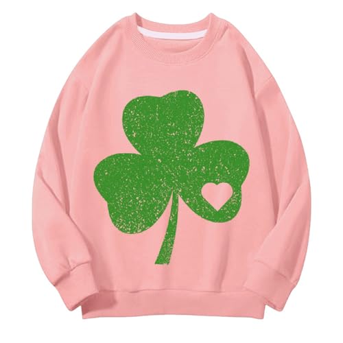 TDEOK Girls and Boys Round Neck Sweatshirts Spring and Autumn St. Day Middle and Large Children's Sweatshirts Retro Personality 2D Printing Children's Casual Sweatshirt Sweatjacken (Pink, 3-4 Years)