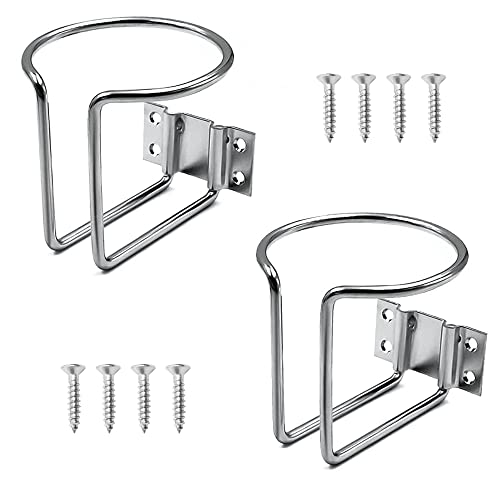 Auto Becherhalter, Boot Ring Getränkehalter Edelstahl Ring Becherhalter, Universal Getränkehalter für Marine Yacht Truck RV Auto Anhänger Hardware (2 Stücke) (Silber)