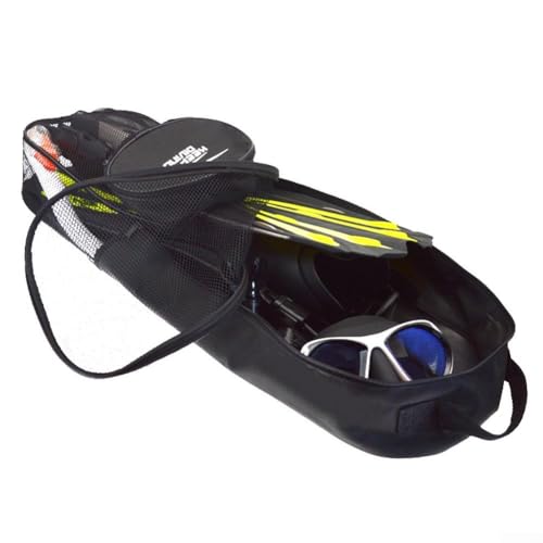 Hasaller Netz-Schnorchelausrüstungstasche extra groß Strandtasche zum Tauchen Schnorcheln Schwimmen Netztasche mit Schultergurt für Tauchen Schnorchel Flossen Schwarz