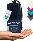 Fit-Flip Hüttenschlafsack Baumwolle - ultraleichter Innenschlafsack 325g - dünner Reiseschlafsack - kompakt, klein & seidig weich - Schlafsack Inlett mit Kissenfach - Farbe: Marineblau