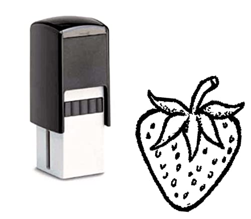 Bonuskartenstempel mit Motiv Erdbeere Obst - Obststand Stempel inkl. Stempelkissen für Bonuskarte Rabattkarte Kundenkarte 10 x 10 mm