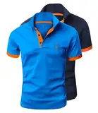 GLESTORE Männer Poloshirt Herren Hemd Herren T-Shirts Polo Shirts Männer Sommer Golf Poloshirt 2er-Pack Marineblau XL