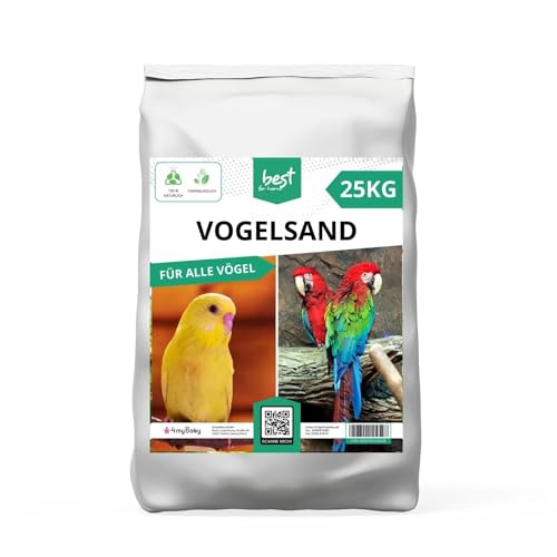 Best For Home Vogelsand | Vogelsand 25kg für Käfig | Quarzsand Vogelsand - Leicht zu dosieren und gleichmäßig zu verteilen | Papagei Sand Idealer Bodengrund für Käfige und Volieren