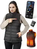 POSUGEAR Beheizbare Weste für Damen mit 12V*1.5A Powerbank Beheizbare Heizjacke für Damen mit Bluetooth - Mantel Winterjacke für Outdoor, Reisen, Sport und Freizeit