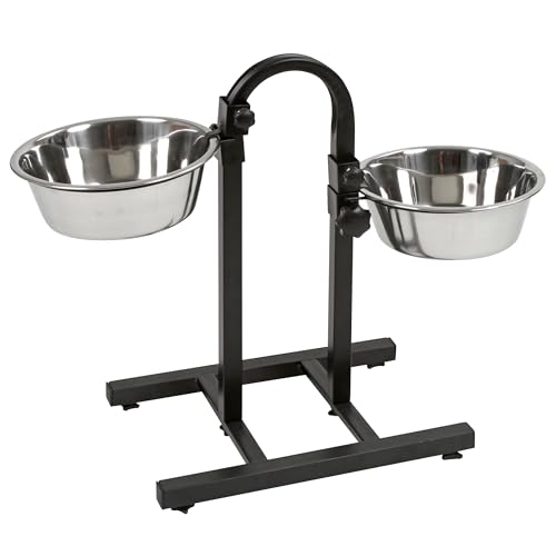 Kerbl Futterbar Deluxe (Fassungsvermögen pro Napf 2800 ml, höhenverstellbar, mit stabilen Stahlgestell) 82266