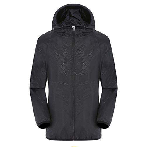 Generisch Regenjacke Herren Wasserdicht Atmungsaktiv Softshelljacke Outdoor Leichte Sommerjacke Damen Übergangsjacke mit Kapuze Windjacke Ultraleicht Herren Mäntel & Jacken (AC-Black, XXXL)