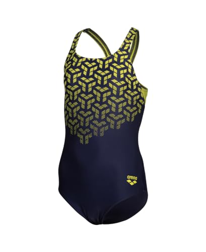 Arena Mädchen Girl's Kikko V Pro Back One Piece Swimsuit, Navy-Soft Green, 164 EU