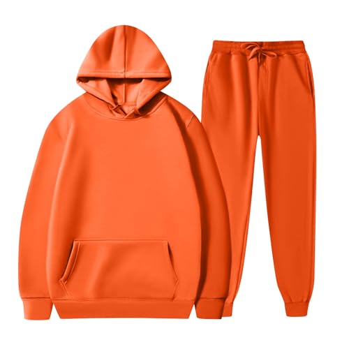 Generisch Blitzangebote+des+Tages,Herren Shorts Und Tshirt Set Knit Set Hochwertiger Unisex Kapuzenpullover Und Jogginghose Set,Bequemes Sweatshirt In Für Freizeit Und Sport （Orange，XL）