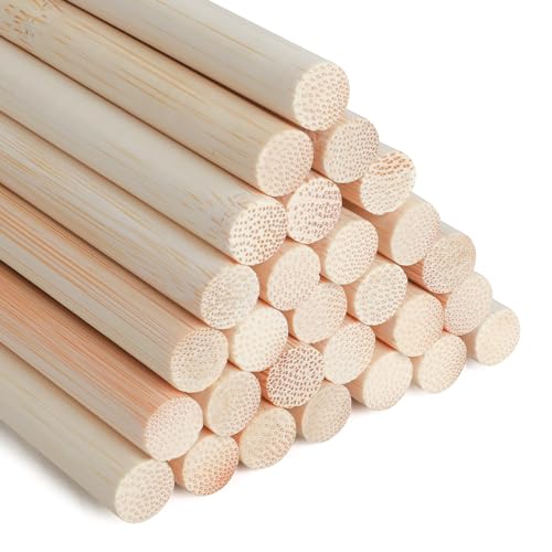 SOSMAR 30 Stück Holzstäbchen zum Basteln, Bambusstäbe rund Ø 10mm x 30cm Lang Rundholz Natur Holzstab Bastelholz für Modellbau DIY Handwerk und Deko