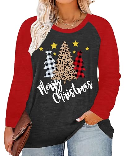 tiorhooe Weihnachtsshirt Damen Langarm Große Größen Weihnachts Sweatshirt Damen Oversize Merry Christmas Holiday Oberteile