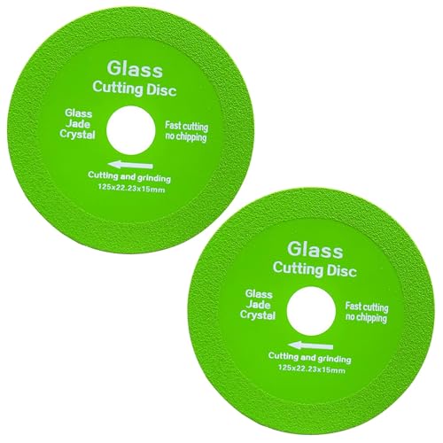2 Stück Glas Schneiden Trennscheiben 125, Flexscheiben Glasschneidescheibe, Glas Schleifen, 125 X 15 X 22.23mm Glass Cutting Disc, Winkelschleifer Scheiben für Dickes Glas Keramik Marmor Schneiden