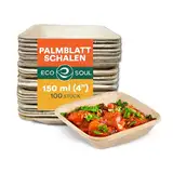 ECO SOUL 100 % kompostierbare Mini-Palmblatt-Schalen, 10,2 cm, 142 ml, Einweg-Bambus-Schalen, Dessertschalen, Bambus-Stil, strapazierfähig, umweltfreundlich, stabile Palmschale, biologisch abbaubar