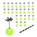 Teuena 150 Stück Gummistopper Angeln, (25 Pcs) 6-in-1 Gummiperlen Angeln Schnurstopper Silikonstopper Angel, Posenstopper für Linie Stopper Angeln und Sinker Stops